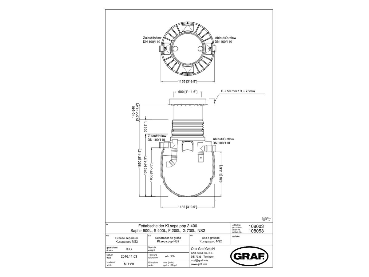 Reece Graf Grease Trap 900 Litre Class D