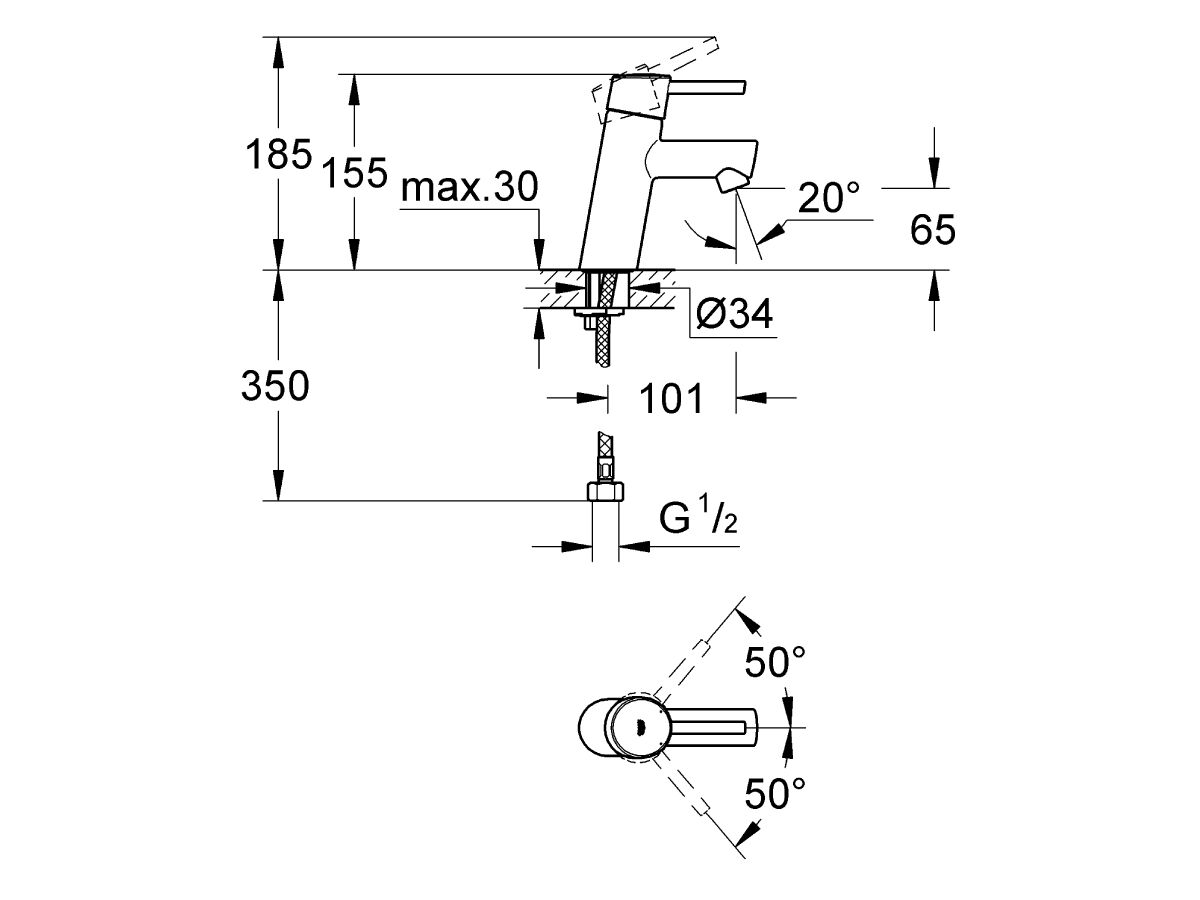Reece GROHE Concetto Basin Mixer Tap Chrome (5 Star)