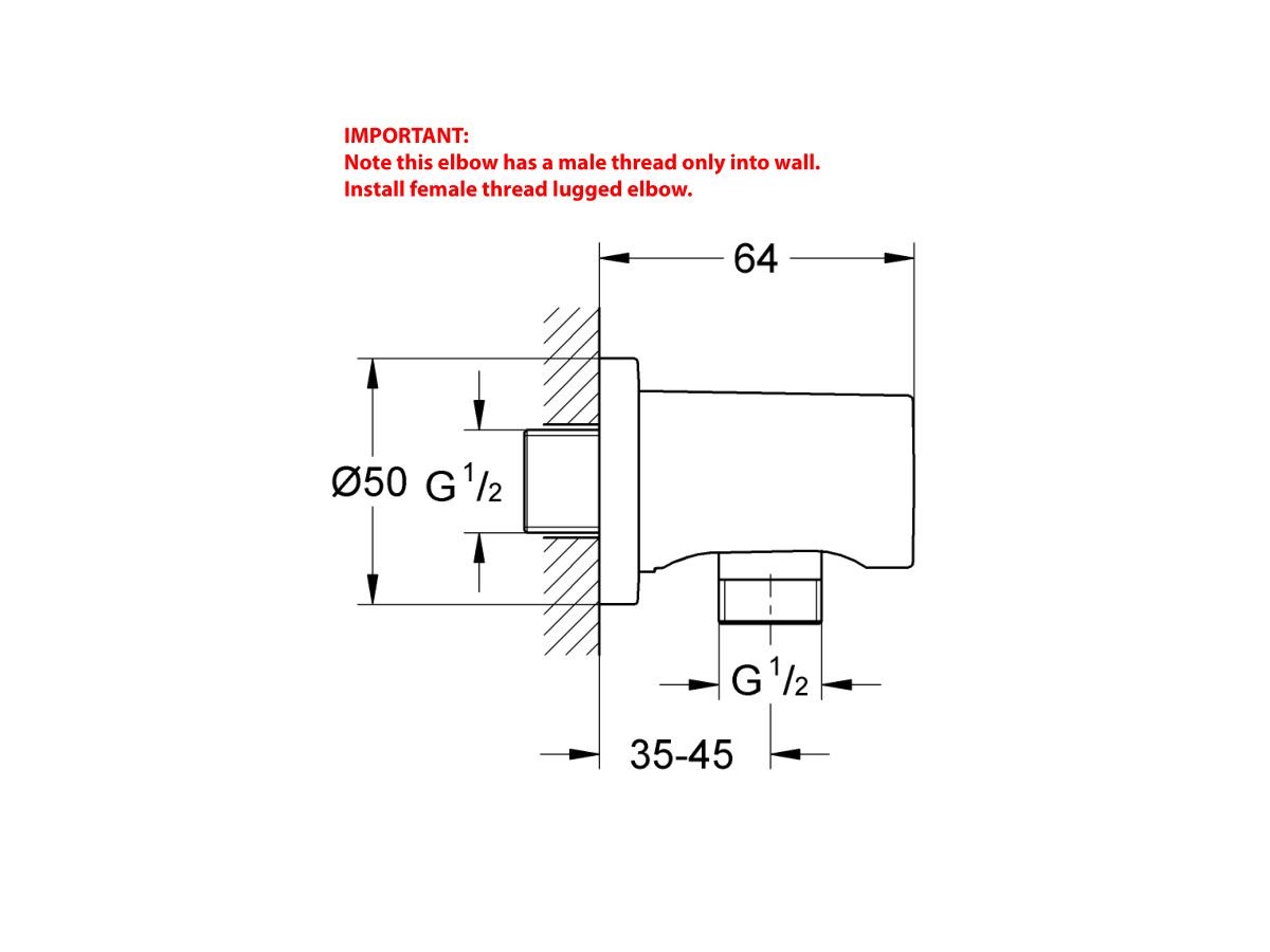 Reece GROHE Male Thread Shower Elbow Hard Graphite