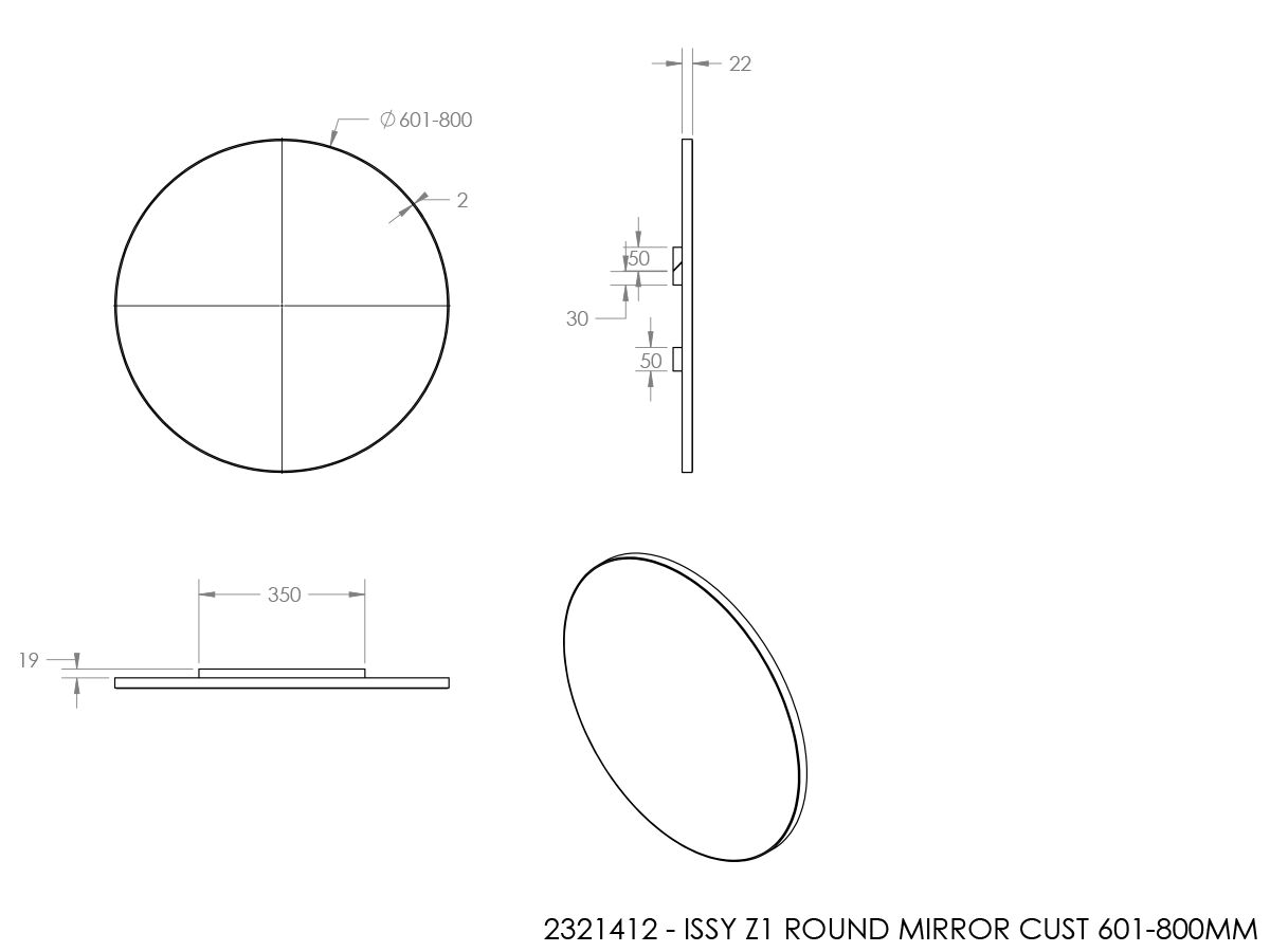 Reece ISSY Ballerina Round Mirror Custom 601-800mm