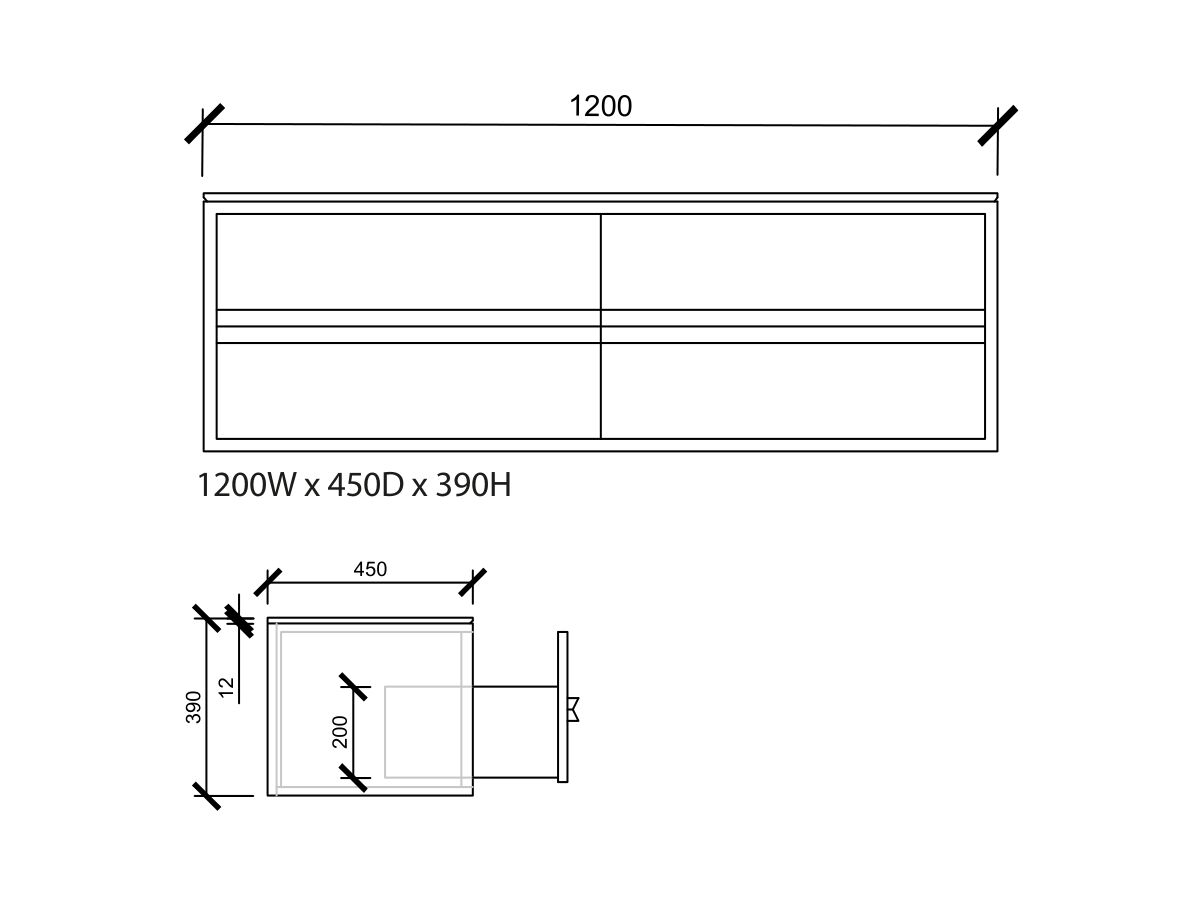 Reece ISSY Z8 1200mm Vanity Unit 4 Drawers