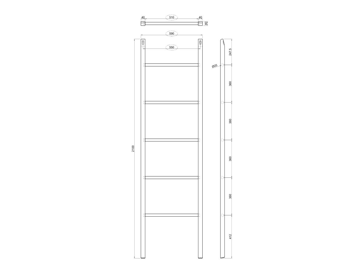 Reece Kado Arc Towel Ladder American Solid Oak