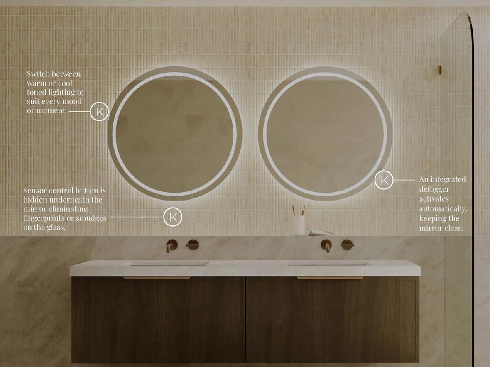 Reece Kado Aspect Round Veil LED Mirror 600mm