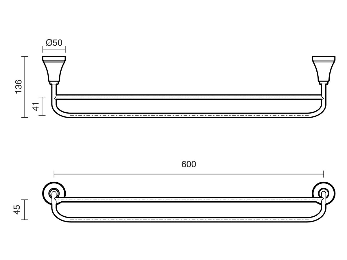 Reece Kado Era Double Towel Rail 600mm Brass Gold