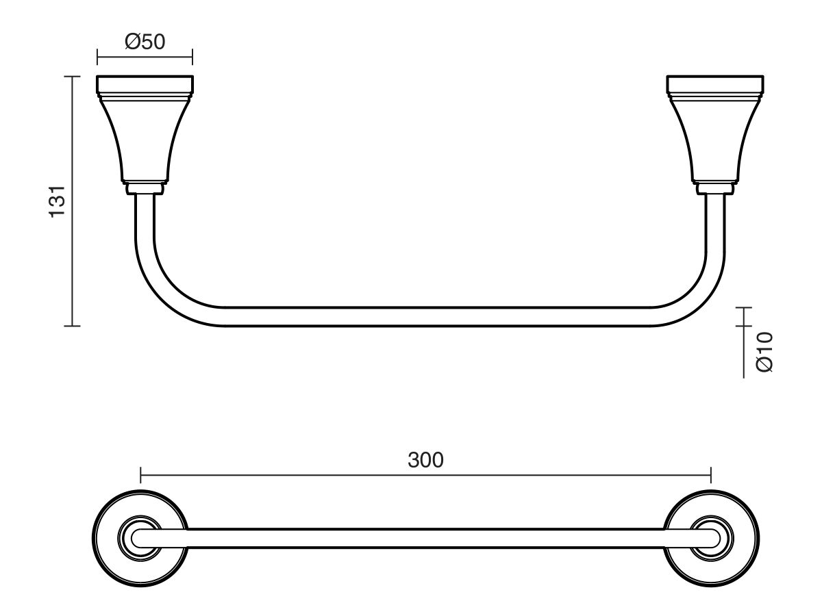 Reece Kado Era Single Towel Rail 300mm Matte Black