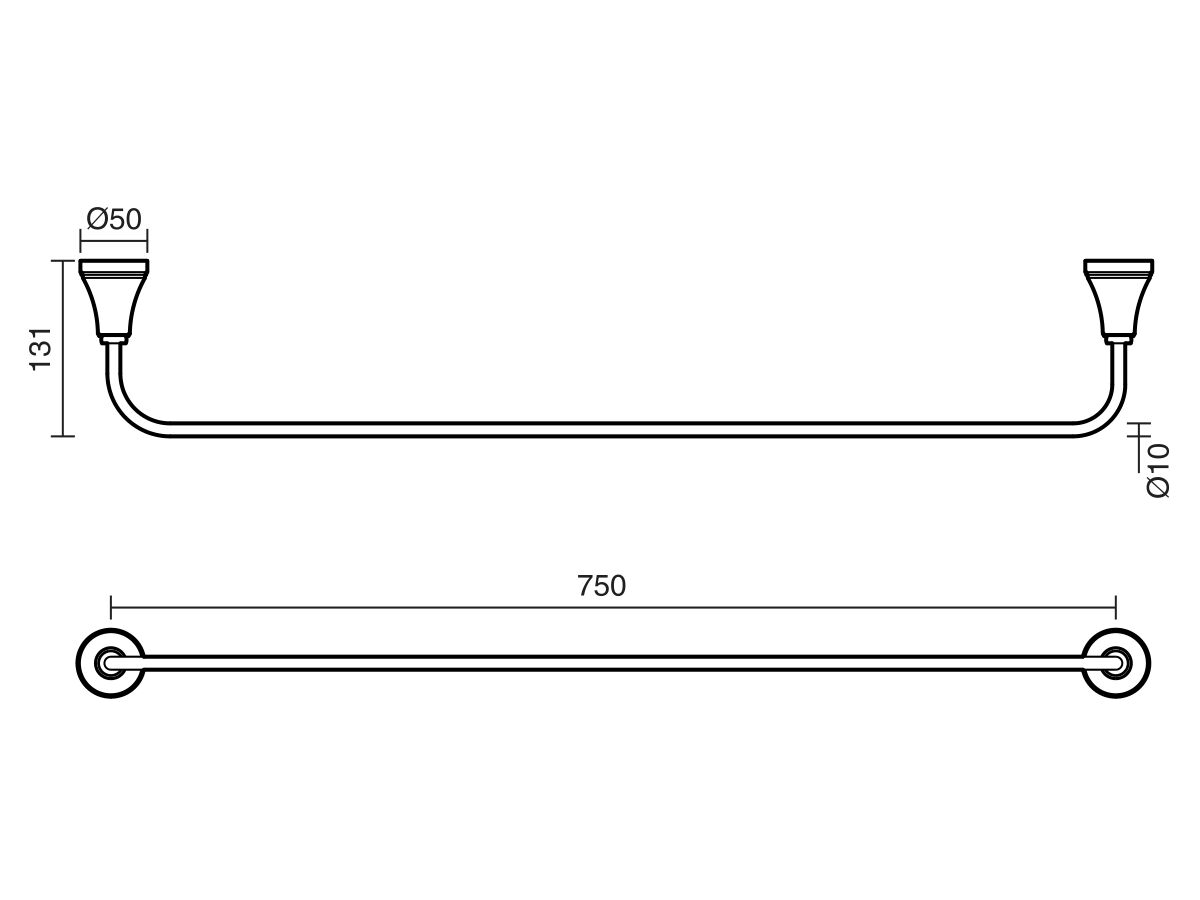 Reece Kado Era Single Towel Rail 750mm Chrome