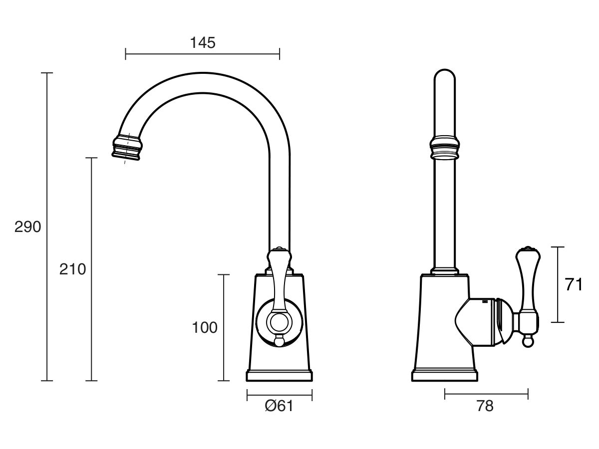 Reece Kado Era Sink Mixer Small Matte Black (5 Star)