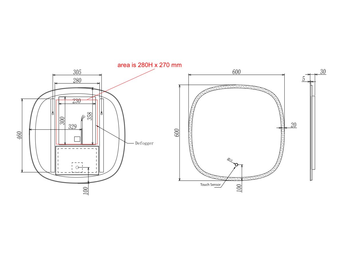 Reece Kado Lussi 600mm X 600mm LED Mirror