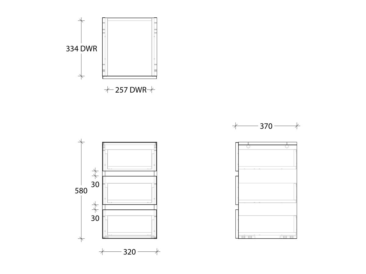 Reece Kado Lux Trio Drawer Box 3 Drawers