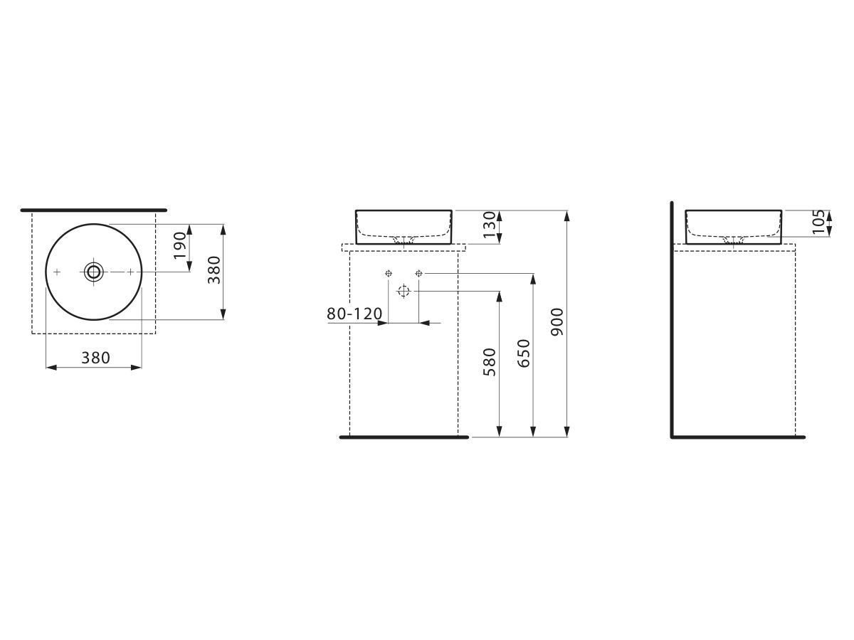 Reece LAUFEN Living Counter Basin 380mm White