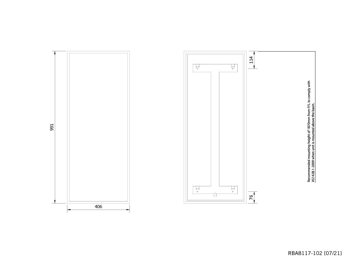 Reece Matte Black Framed Mirror To AS1428.1