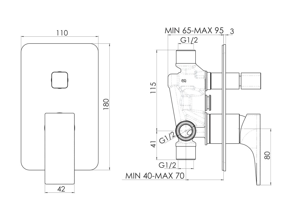 Reece Milli Zato Shower Mixer And Diverter Chrome