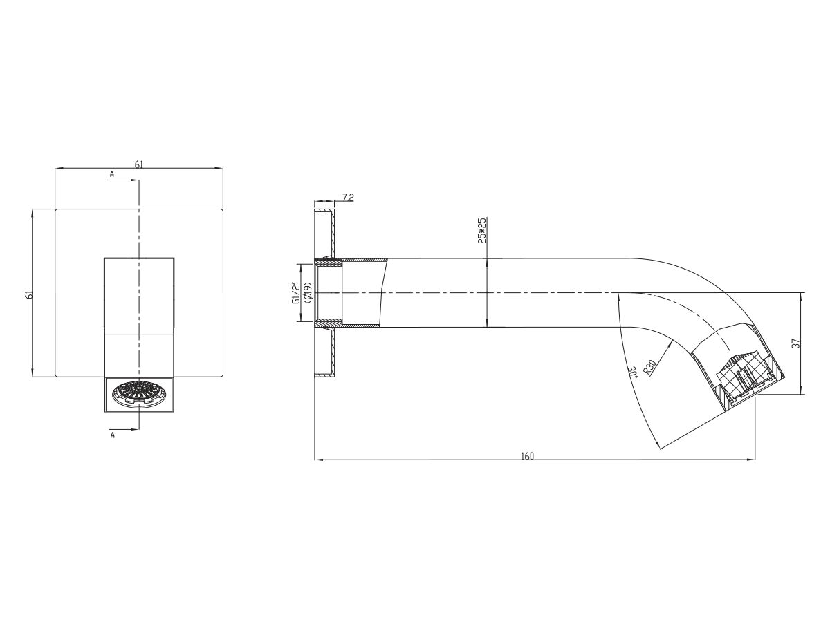 Reece Mizu Bloc Bath Outlet 160mm Matte Black