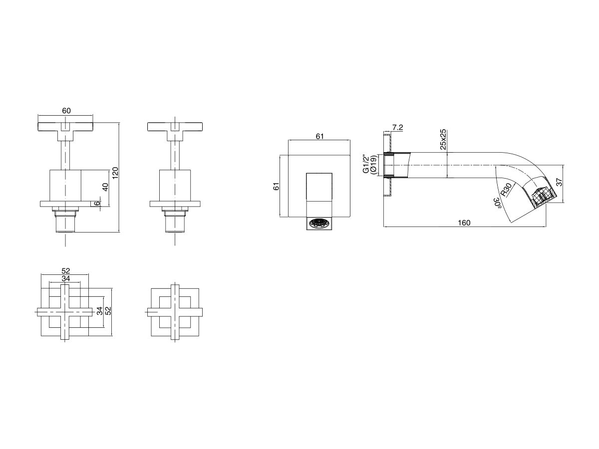 Reece Mizu Bloc Bath Set 160mm Chrome