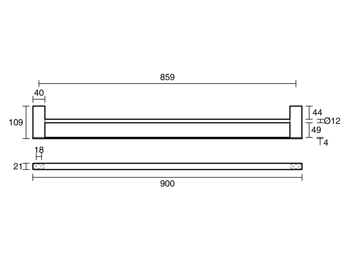 Reece Mizu Bloc Double Towel Rail 900mm Chrome