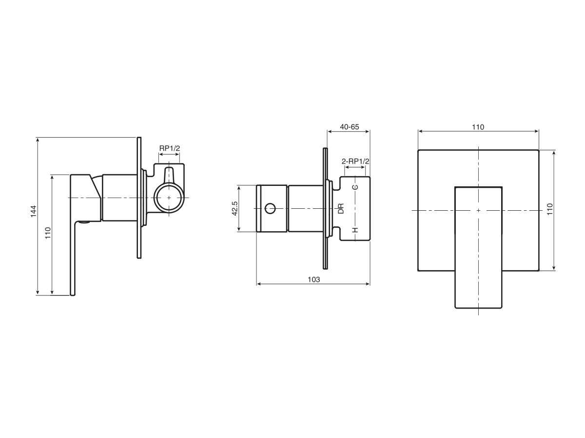 Reece Mizu Bloc MK2 Shower Mixer Tap Matte Black