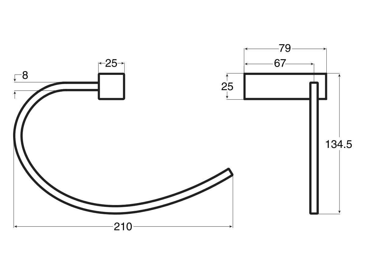 Reece Mizu Bloc MK2 Towel Ring Matte Black