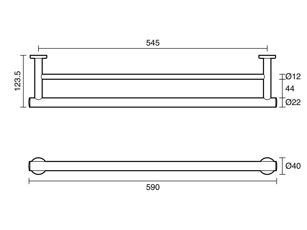 Reece Mizu Drift Double Towel Rail 600mm Chrome