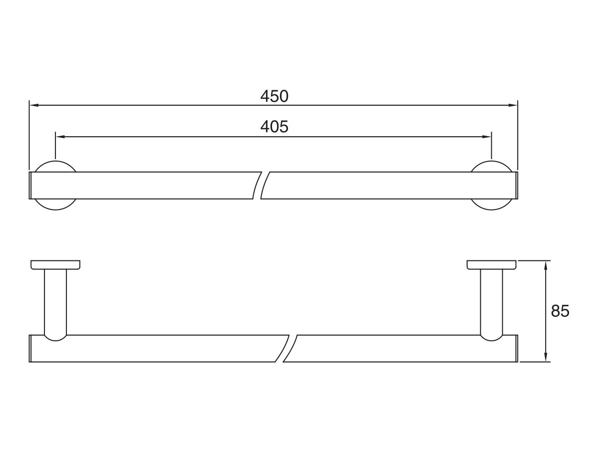 Reece Mizu Drift Single Towel Rail 450mm Chrome