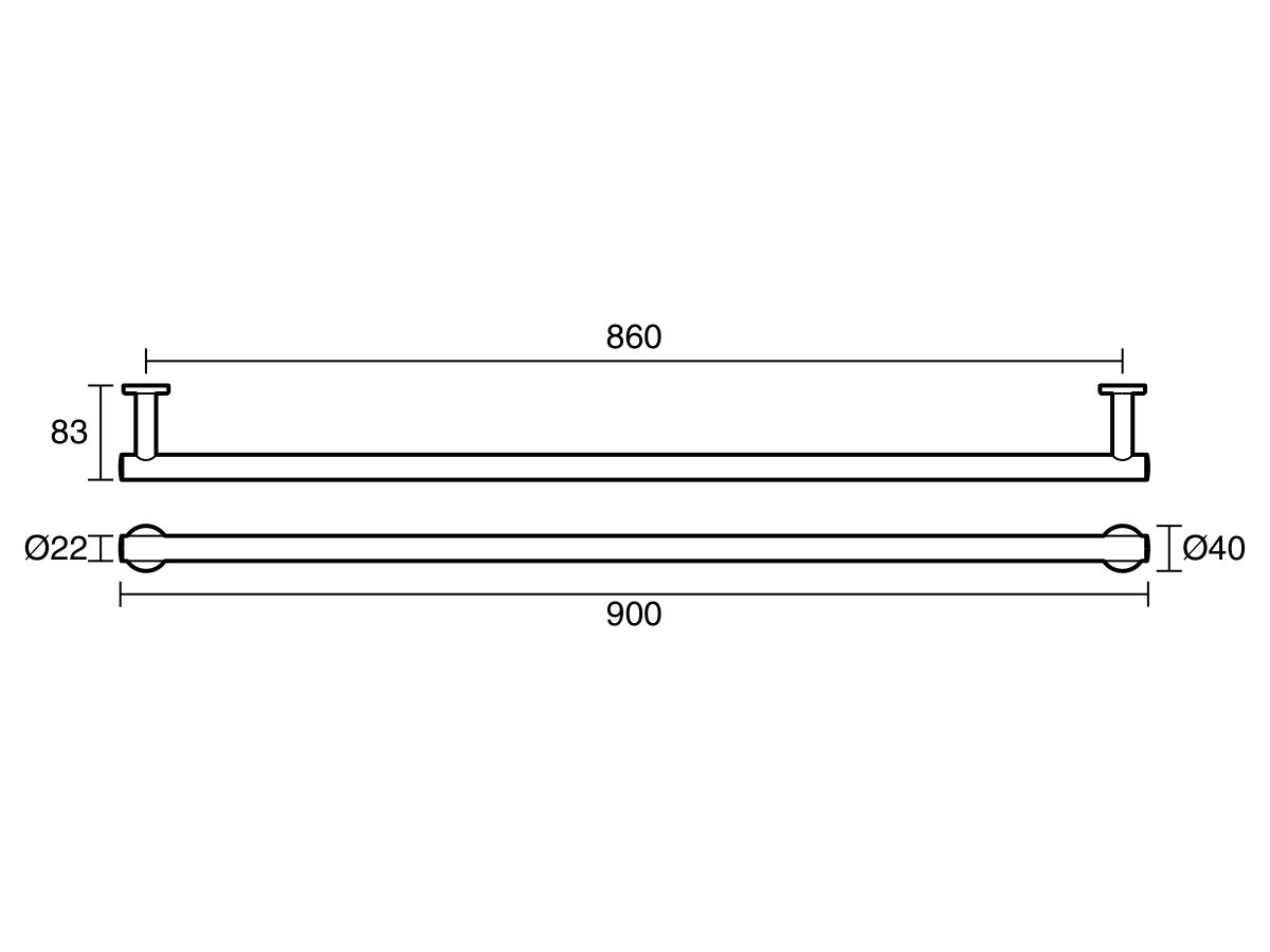 Reece Mizu Drift Single Towel Rail 900mm Chrome