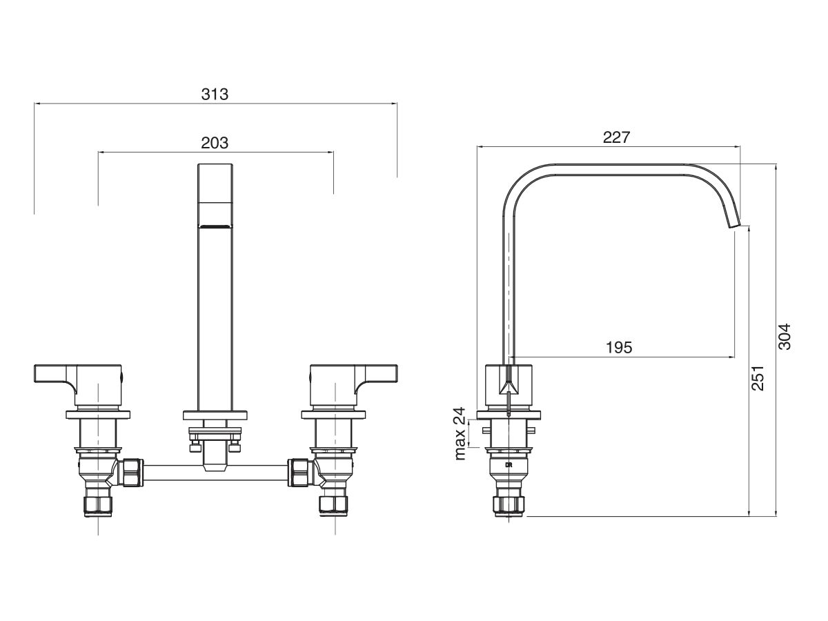 Reece Mizu Stream Hob Bath / Spa Set Brushed Nickel