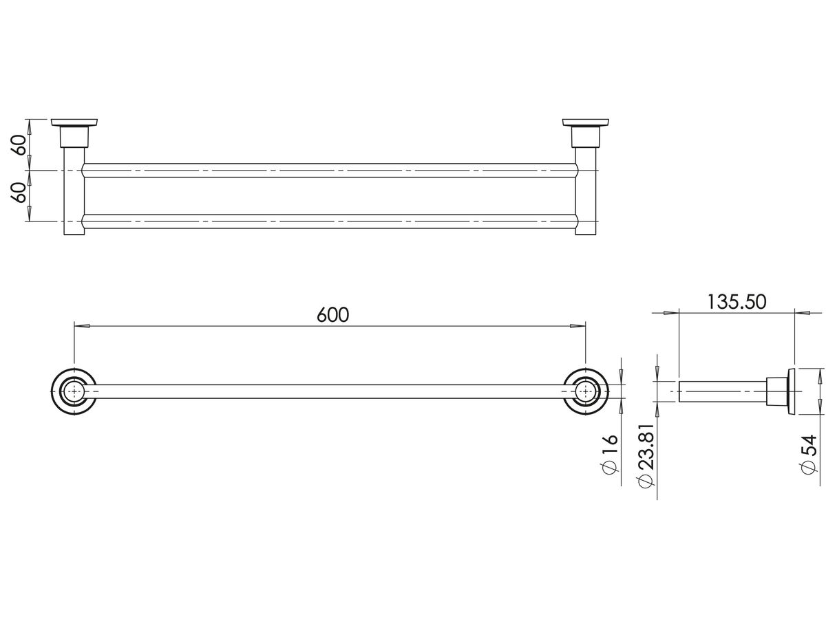 Reece Phoenix Gen X Double Towel Rail 600mm Chrome