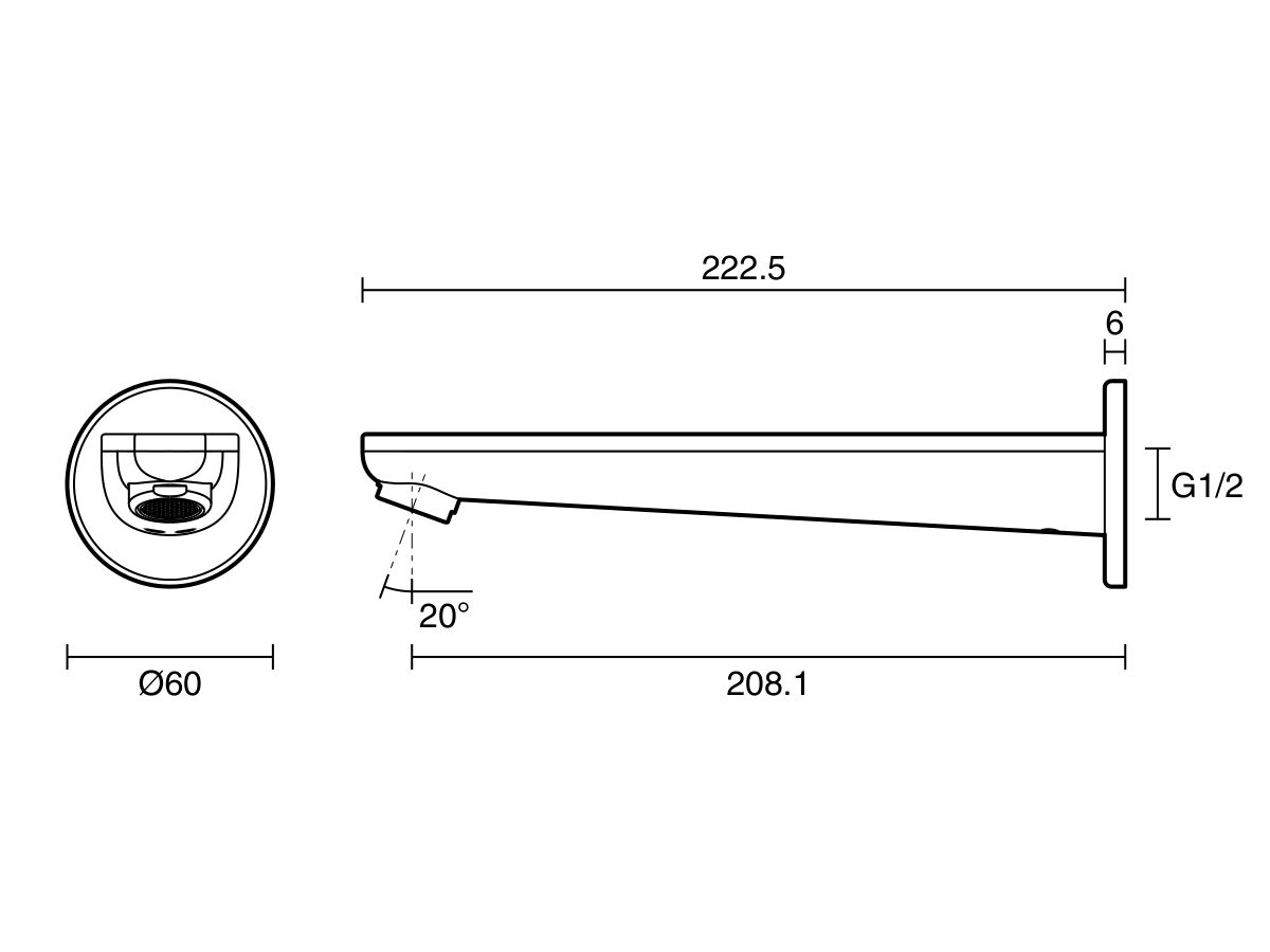 Reece Posh Solus Bath Outlet 220mm Brushed Nickel