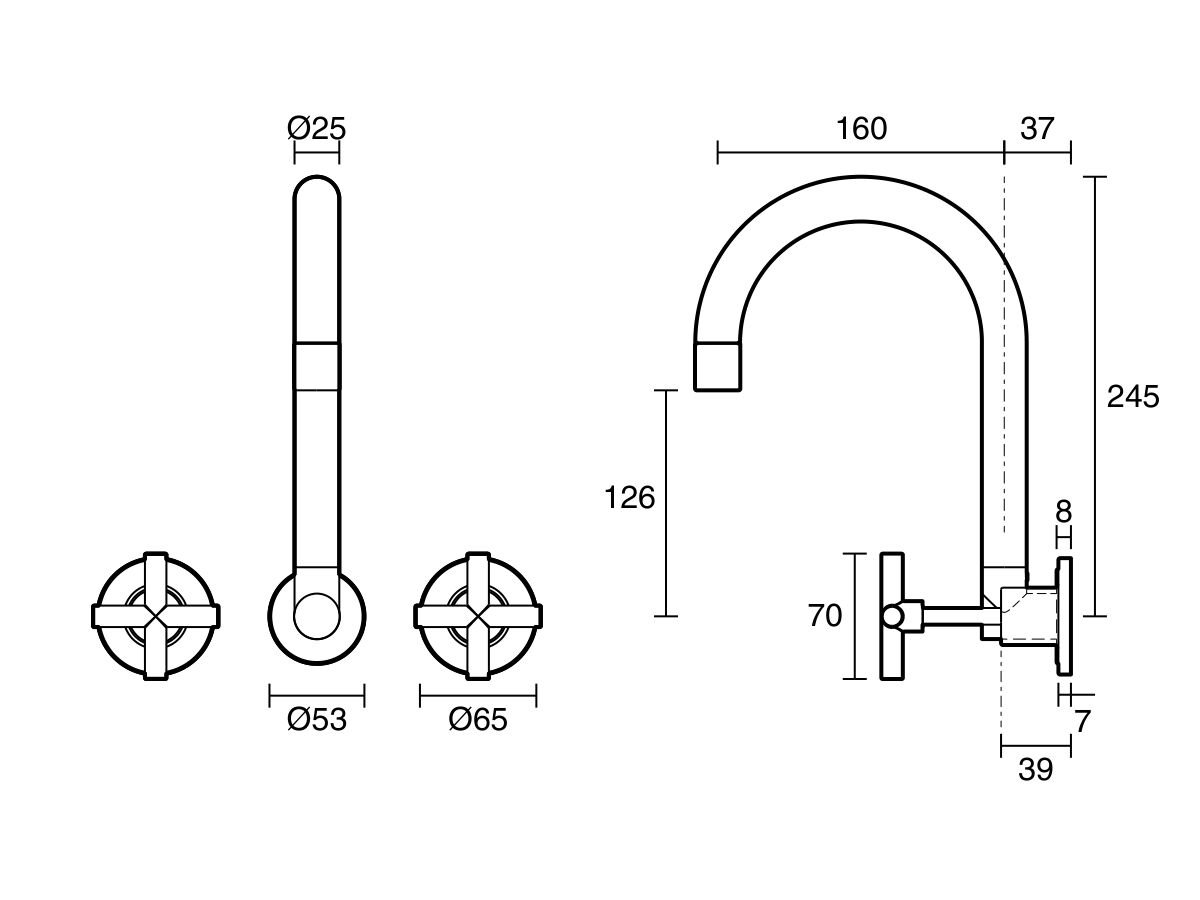 Reece Posh Solus Wall Sink Set Chrome (4 Star)