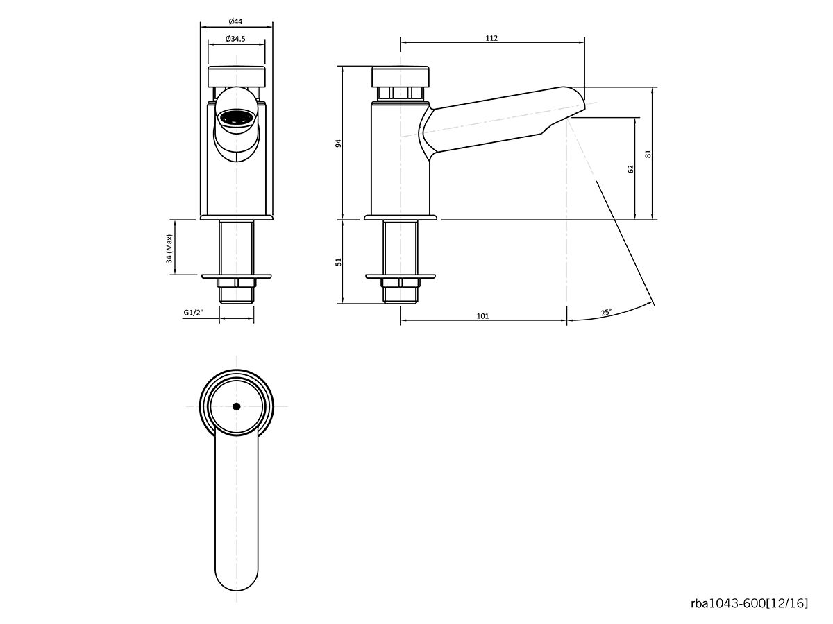 Reece RBA Alpha Self Closing Tap Chrome (6 Star)