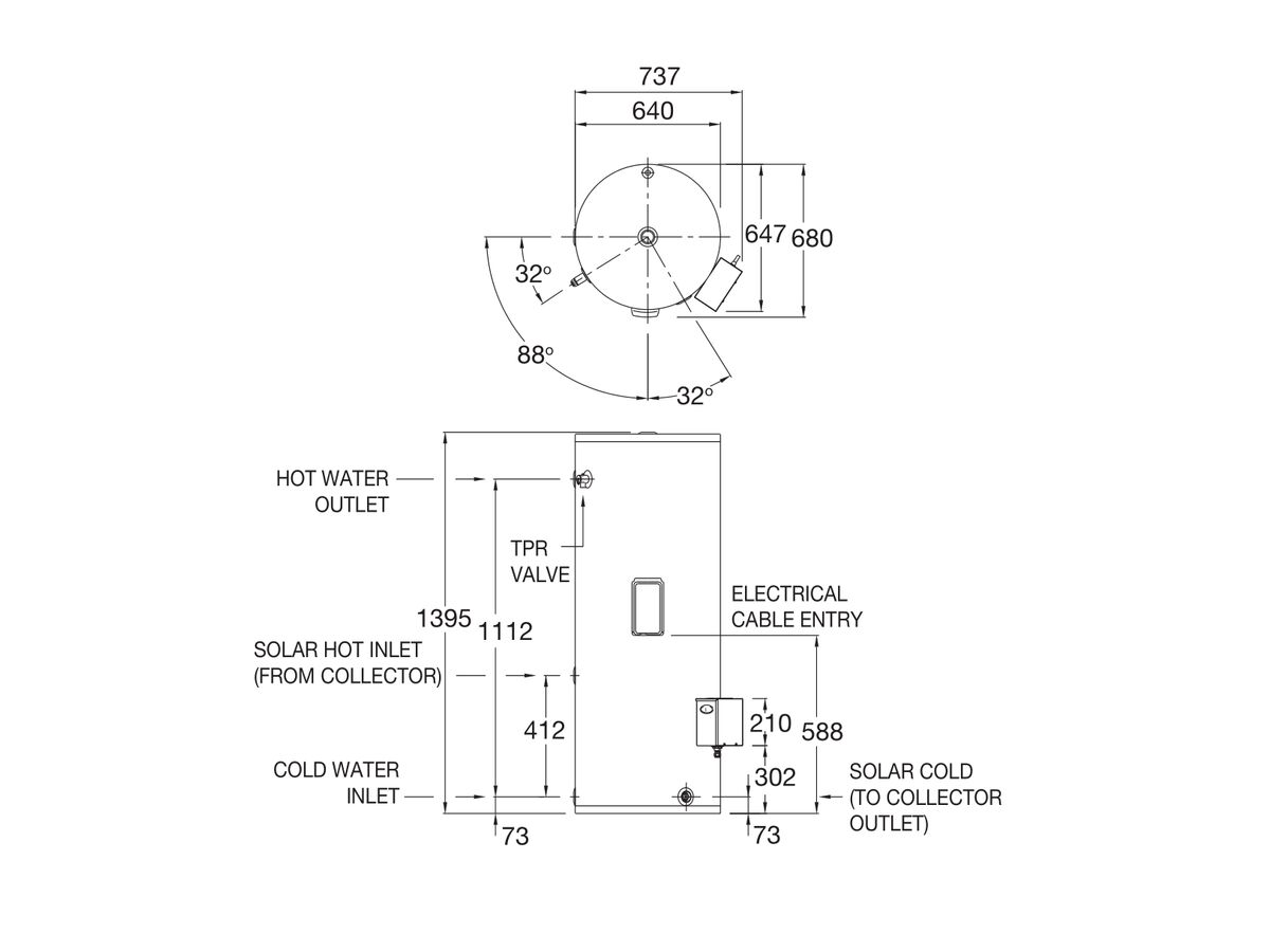 Reece Rheem Solar L/L 3.6kW 2C (NPT) 270L