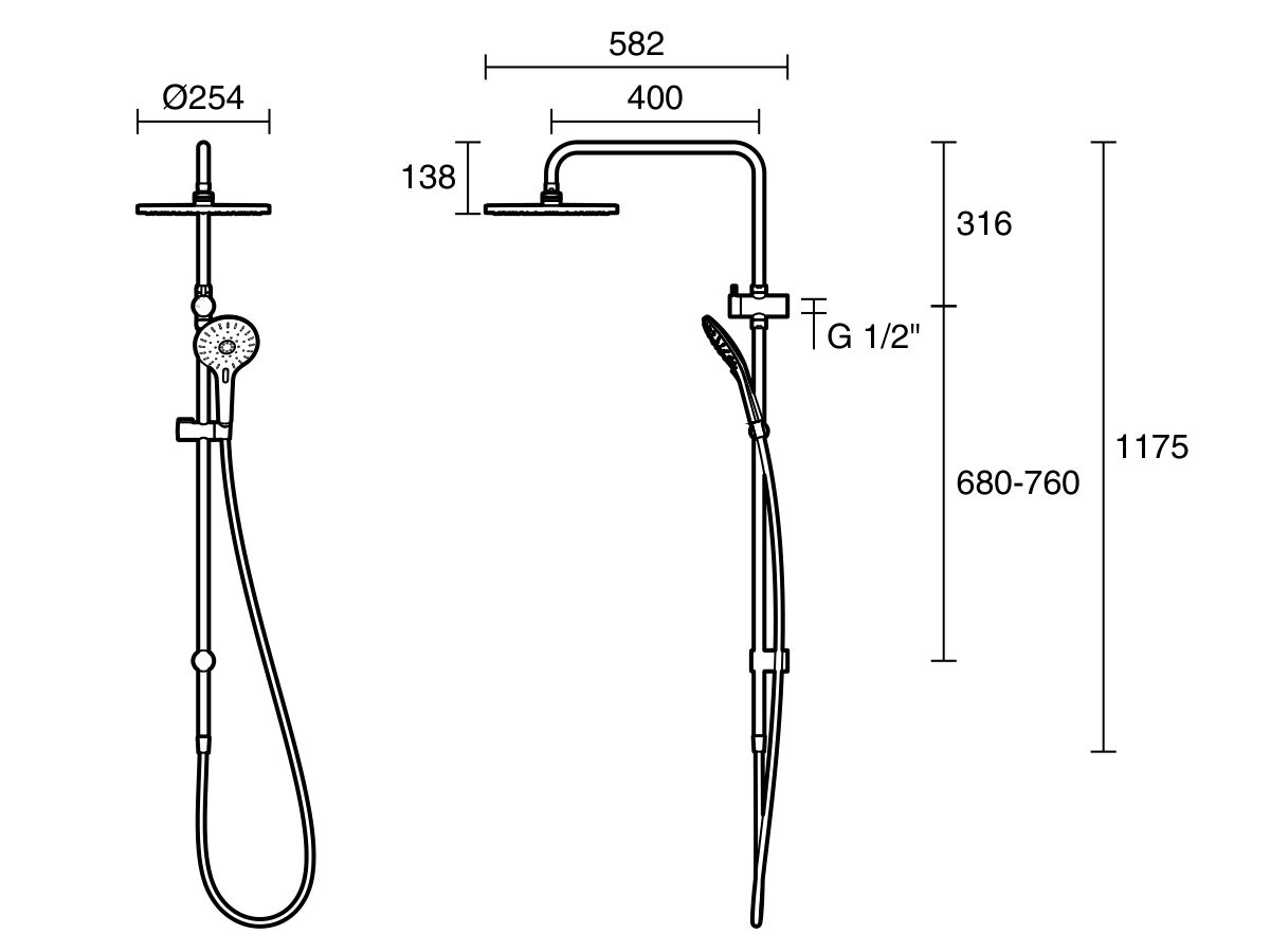 Reece Roca Ona Twin Rail Shower Matte White (3 Star)