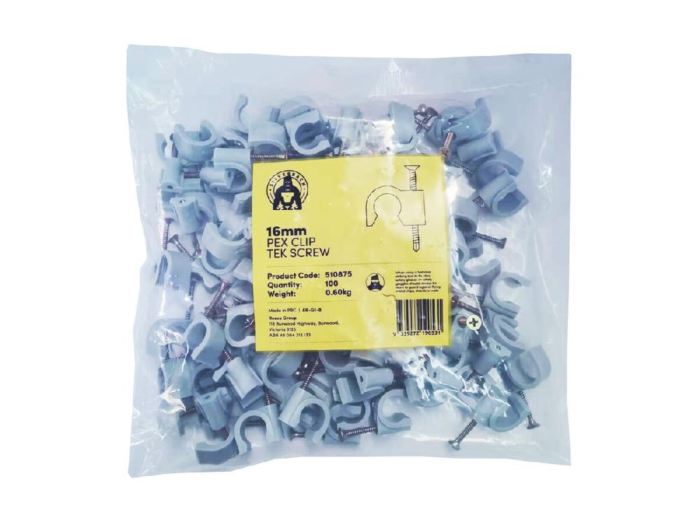Reece Silverback Pex Clip 16mm Tek Screw (100)