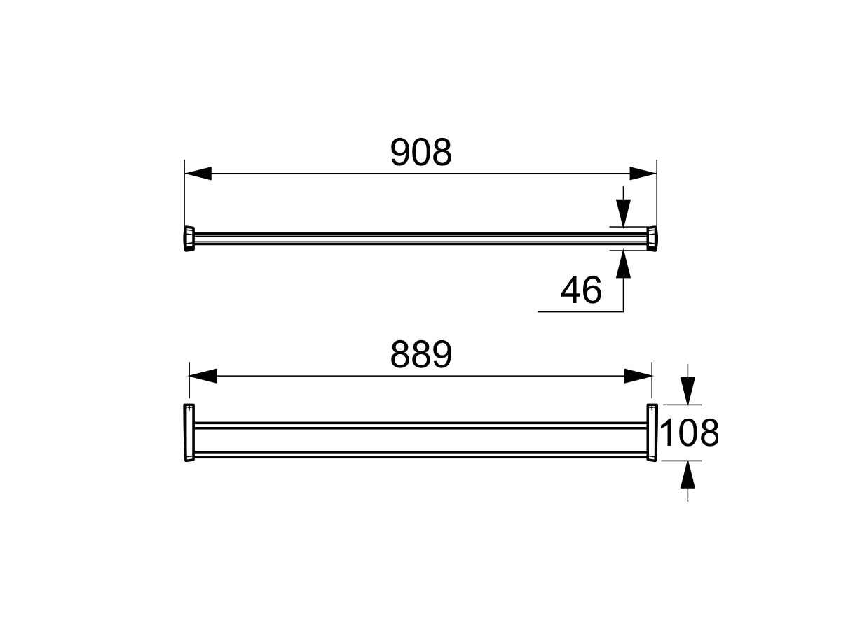 Reece Sonia S6 Double Towel Bar 908mm Chrome