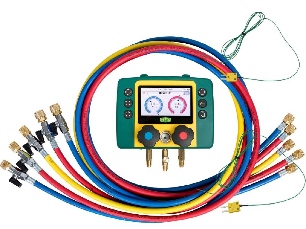 Reece Refmate 2 Digital Manifold With 2 Temperature Sensors & 5 X 60" Hoses With Ball Valves