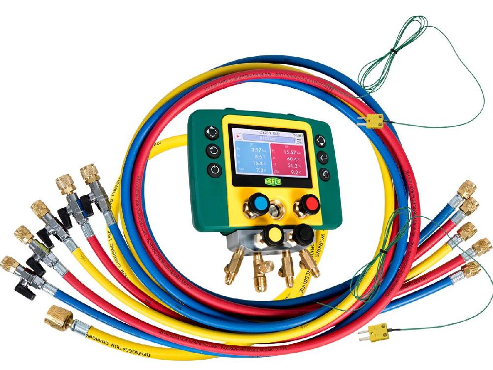 Reece Refmate 4 Digital Manifold With 2 Temperature Sensors & 5 X 60" Hoses With Ball Valves