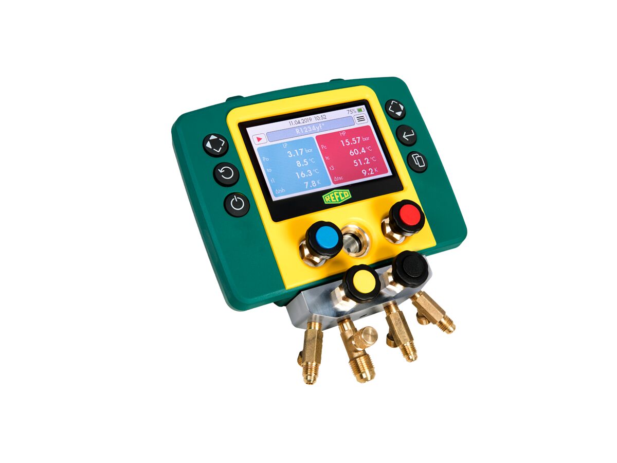 reece Refmate 4 Digital Manifold With 2 Temperature Sensors & 5 x 60" Hoses With Ball Valves & 2 Wireless Temperature Clamps