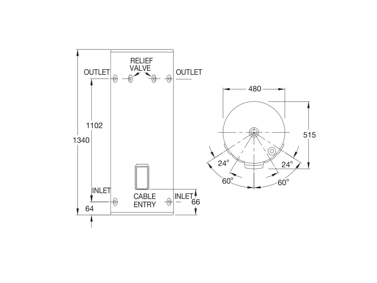 Reece Rheem 125L 3.6kW Single Element Internal / External Electric Hot Water System