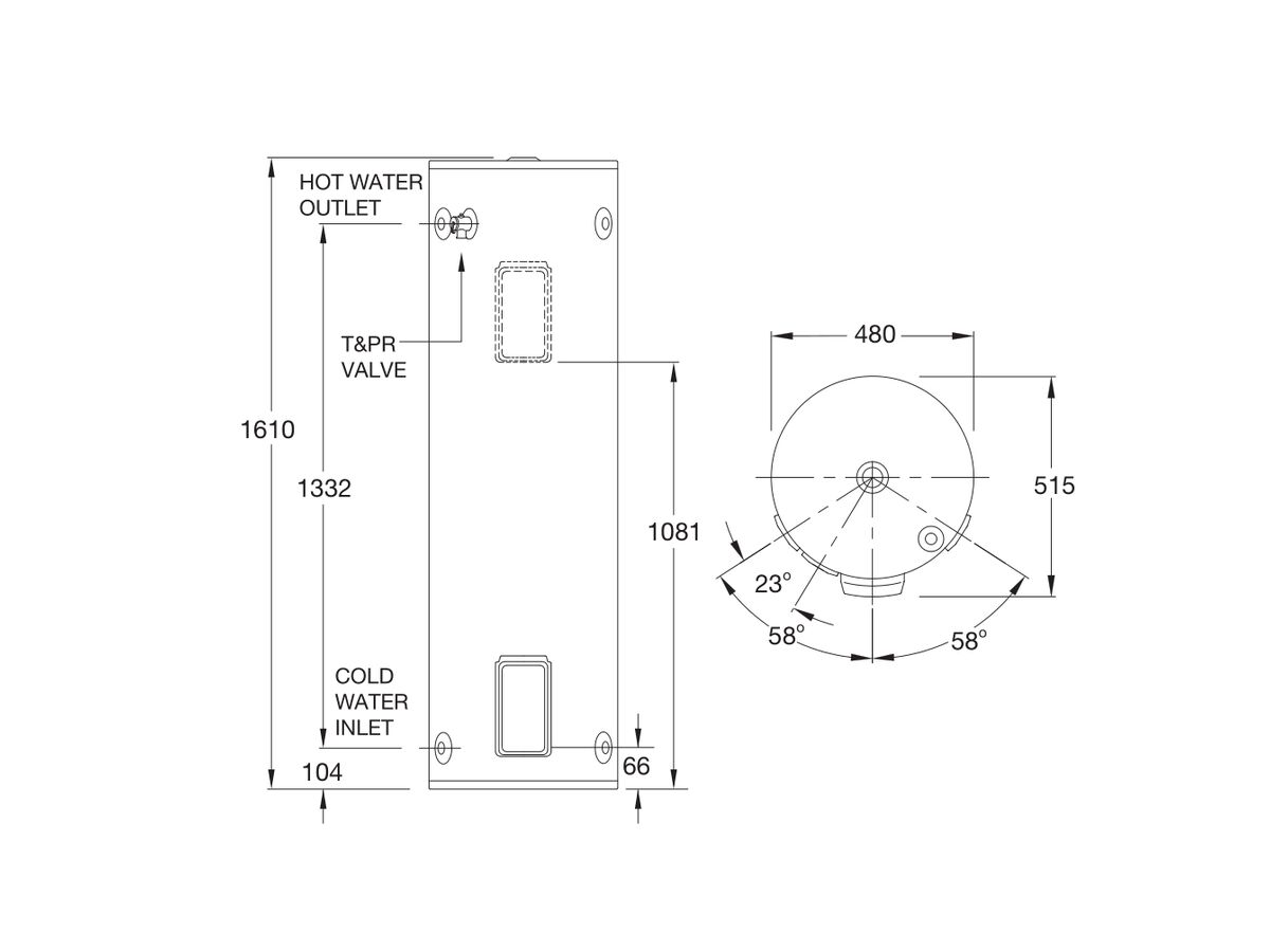 Reece Rheem 160L 1.8kW Single Element Electric Hot Water System
