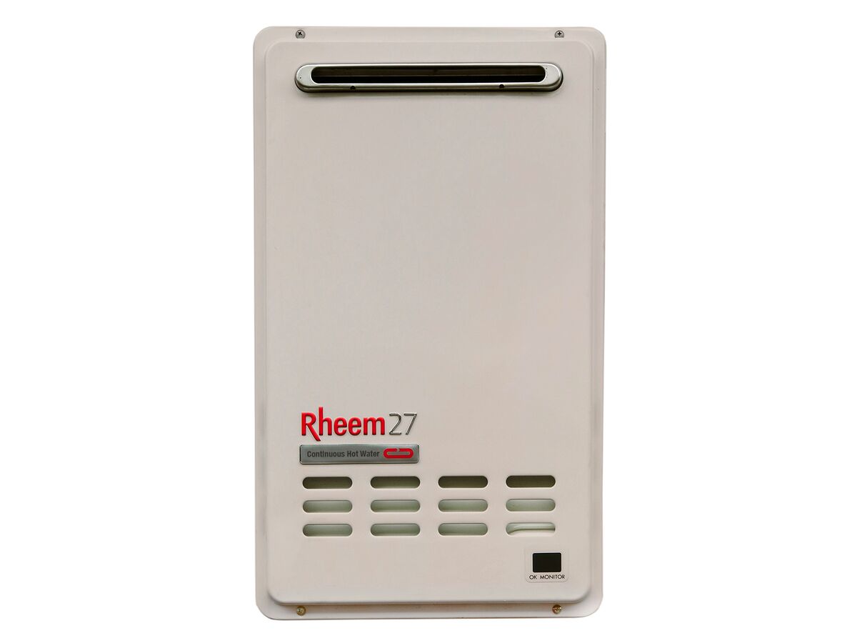 Reece Rheem 27L Gas Continuous Flow Hot Water System 50 Degrees Preset LPG