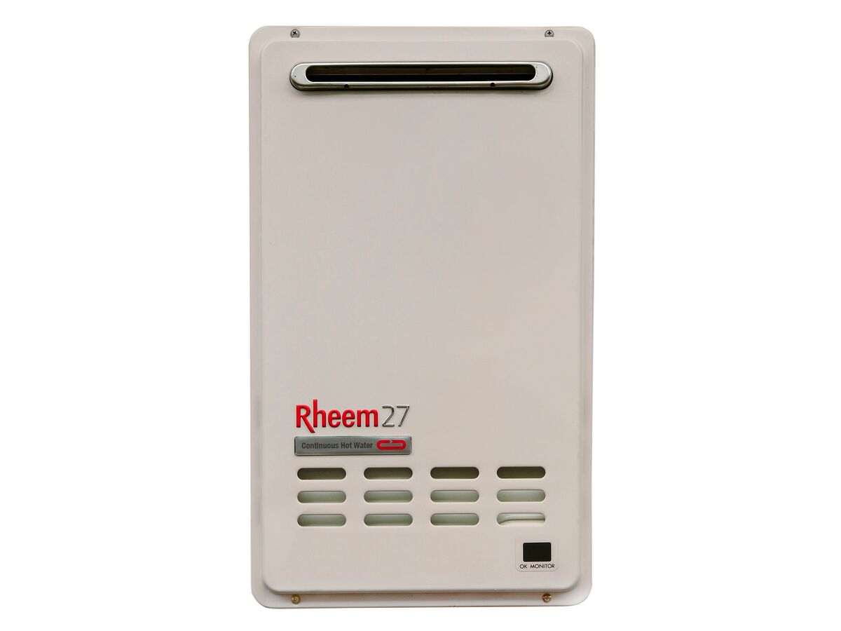 reece Rheem 27L Gas Continuous Flow Hot Water System 50 Degrees Preset LPG