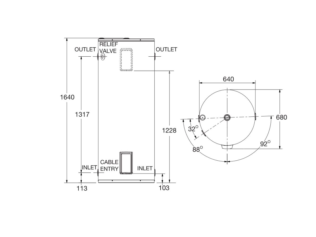 Reece Rheem 315L 3.6kW Single Element Internal / External Electric Hot Water System