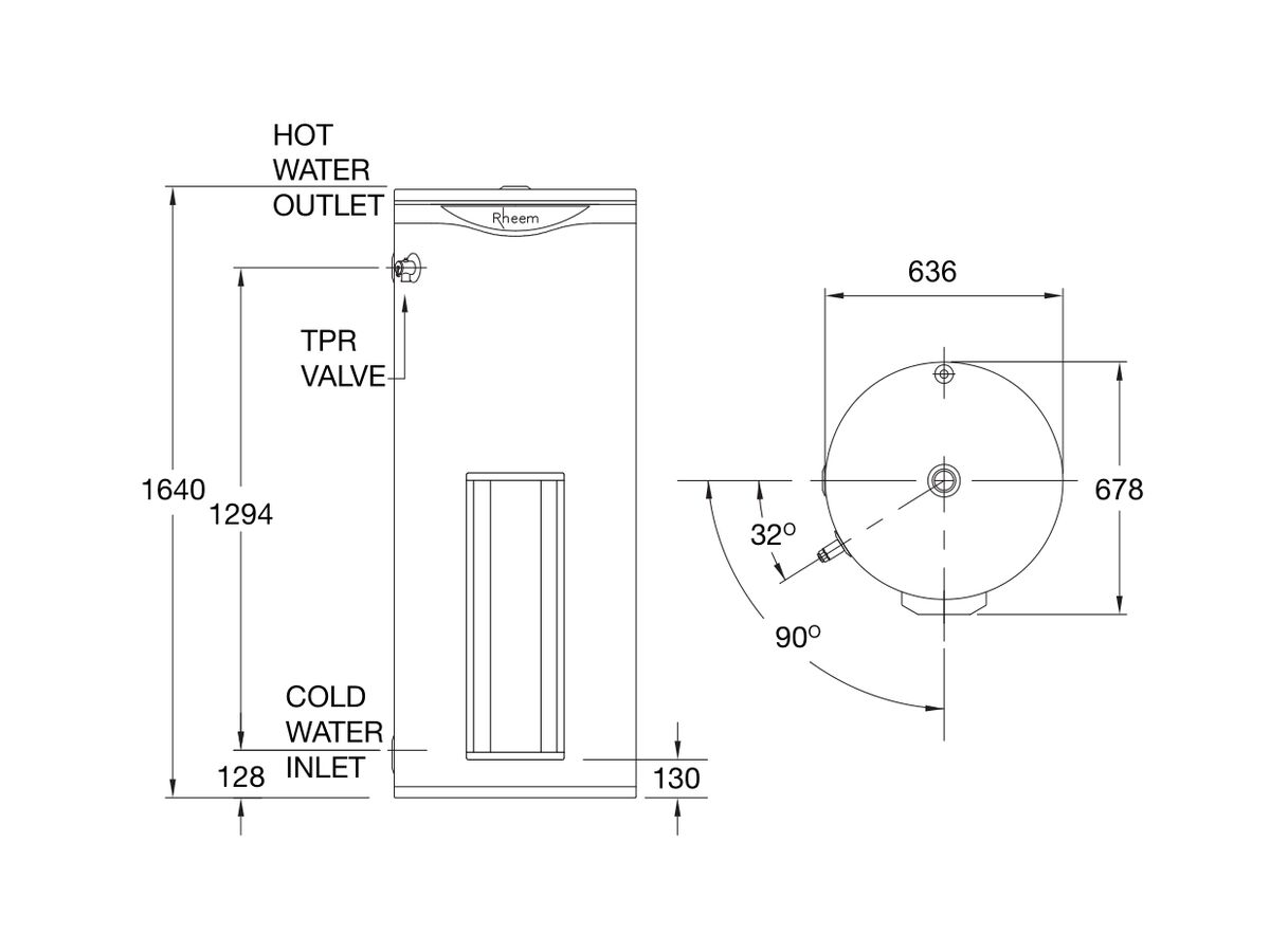 Reece Rheem 315L 4.8kW Heavy Duty Electric Hot Water System - 616/315