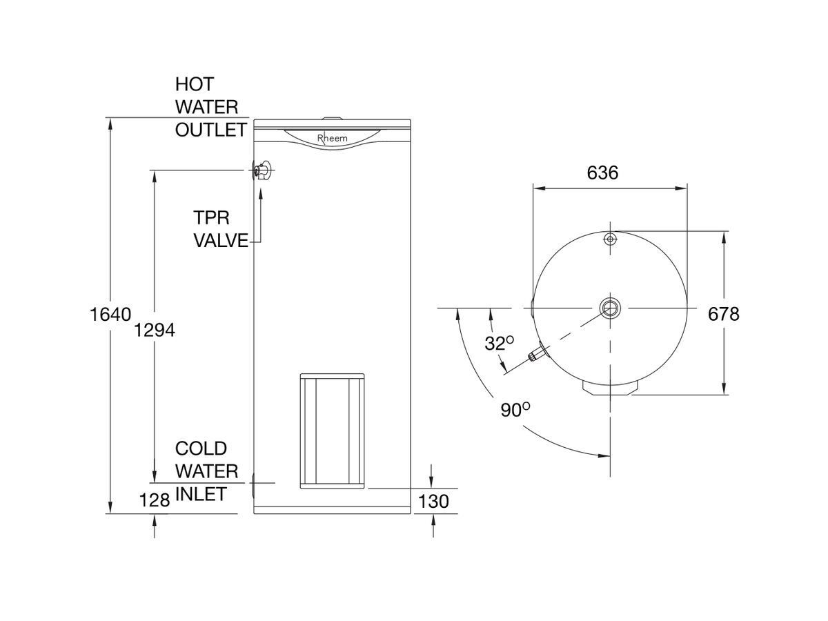 Reece Rheem 315L 4.8kW Heavy Duty Electric Hot Water System - 613/315