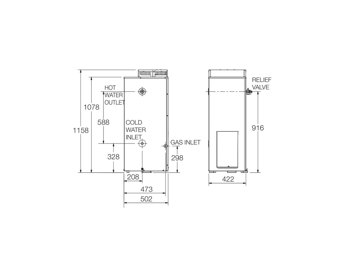 Reece Rheem 4 Star 90L Natural Gas Hot Water System