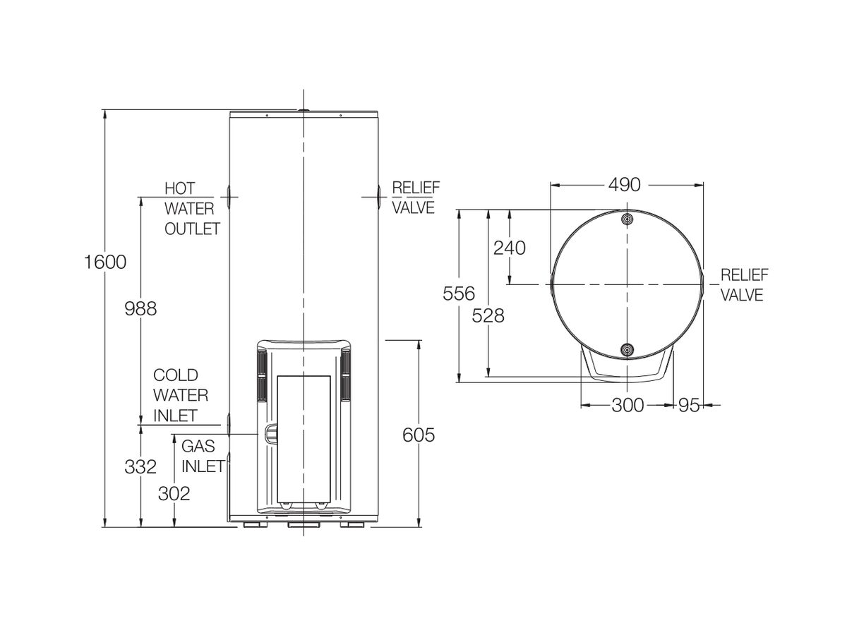 Reece Rheem 5 Star 130L Natural Gas Hot Water System