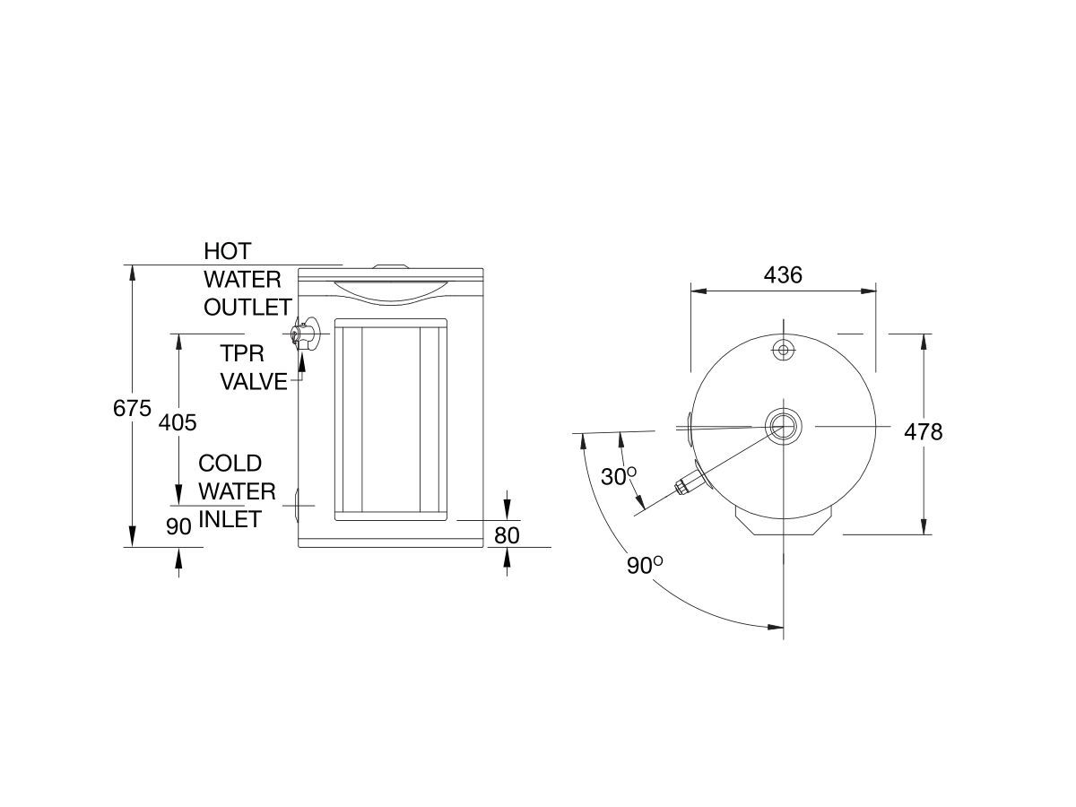 Reece Rheem 50L Internal / External 4.8kW Triple Element Heavy Duty Electric Hot Water System