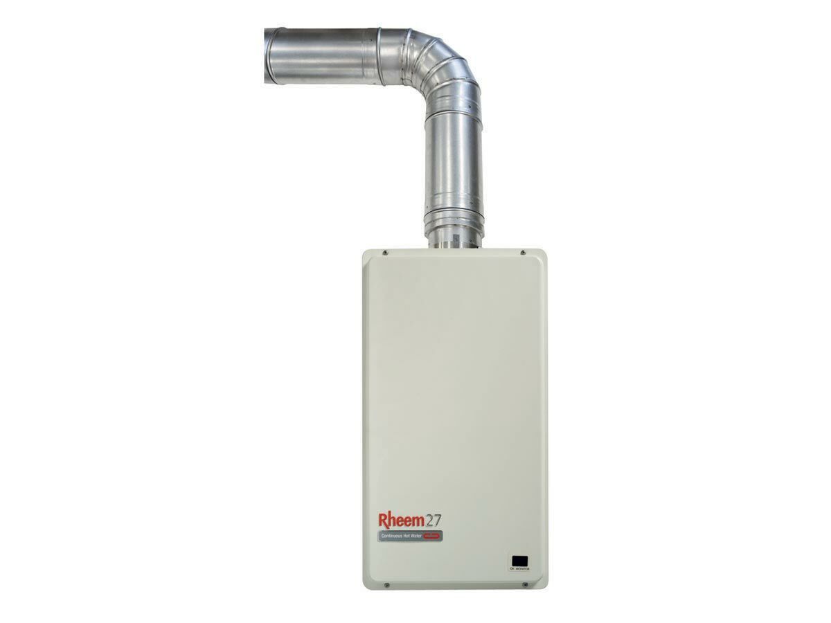 reece Rheem 6 Star 27L Indoor Gas Continuous Flow Hot Water System 82 Degrees Preset LPG