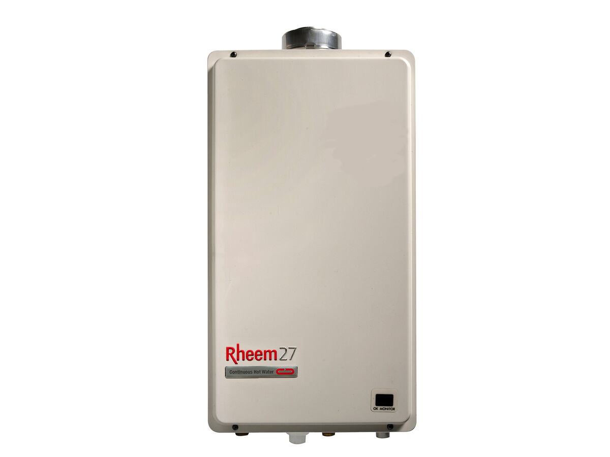 Reece Rheem 6 Star 27L Indoor Gas Continuous Flow Hot Water System 50 Degrees Preset Natural Gas