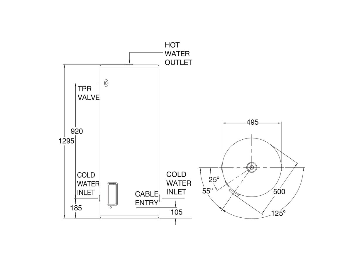 Reece Rheem Stellar 125L 1.8kW Single Element Stainless Steel Electric Hot Water System