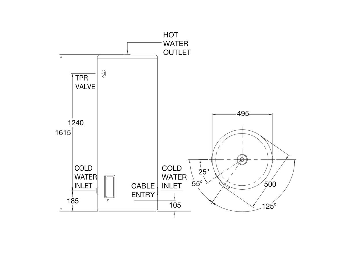 Reece Rheem Stellar 160L 3.6kW Single Element Stainless Steel Electric Hot Water System